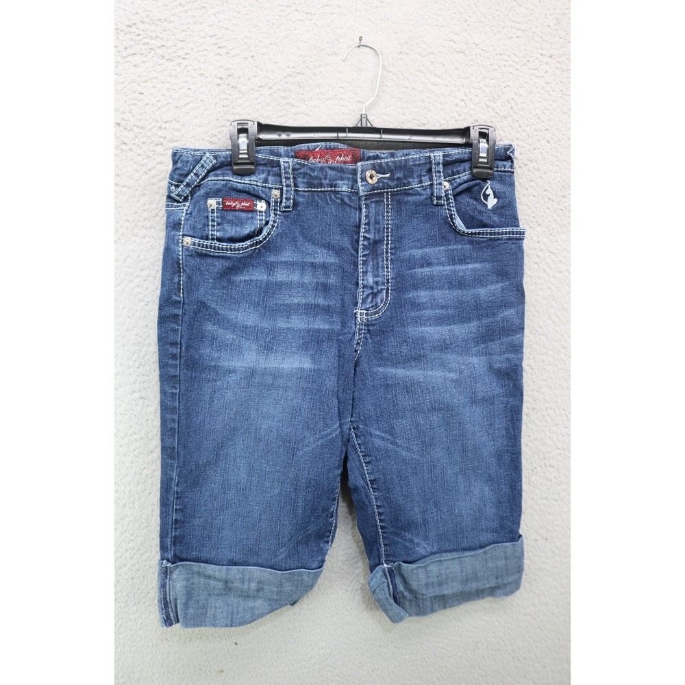 Vtg. Baby Phat Capri Denim Jeans-Size 14-LOGO-Pockets-Cuffed-Y2K-90's